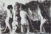 Camille Pissarro Line of bathers Sweden oil painting artist
